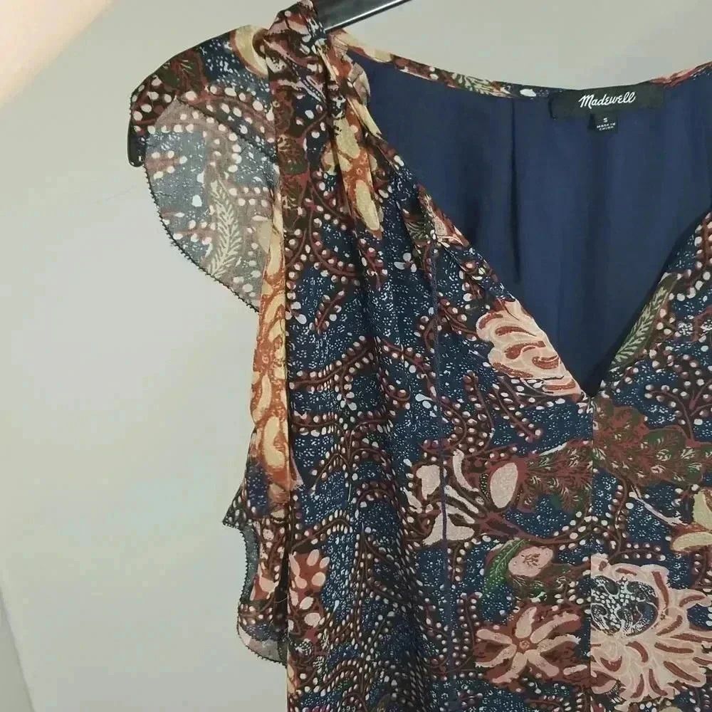 {Madewell} Sea Floral Lily Ruffle Dress Size Small - Picture 7 of 15